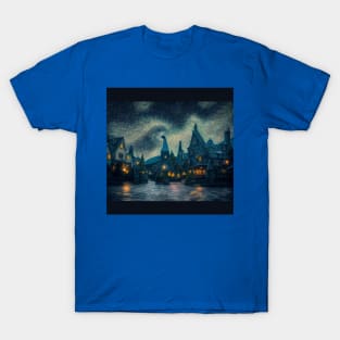 Starry Night Over Hogsmeade Village T-Shirt